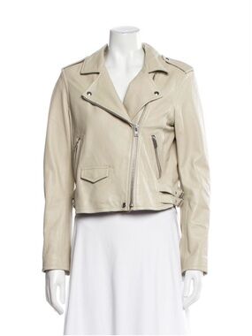 IRO Cream Lamb Leather Biker Moto Jacket